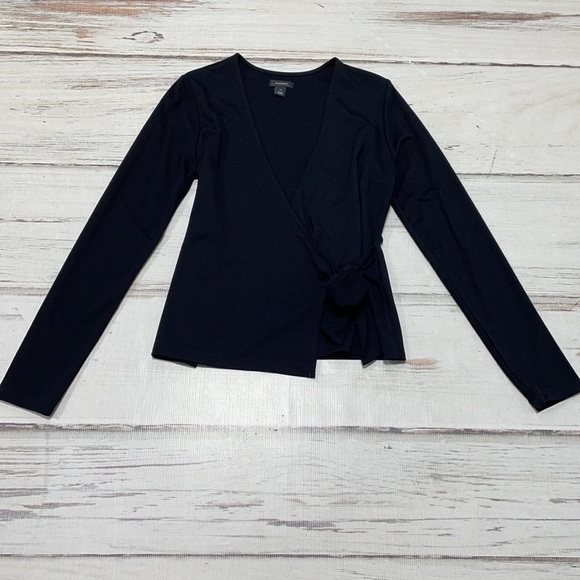 Halogen Wrap Top Blouse Black Tie Side XS - Picture 7 of 10